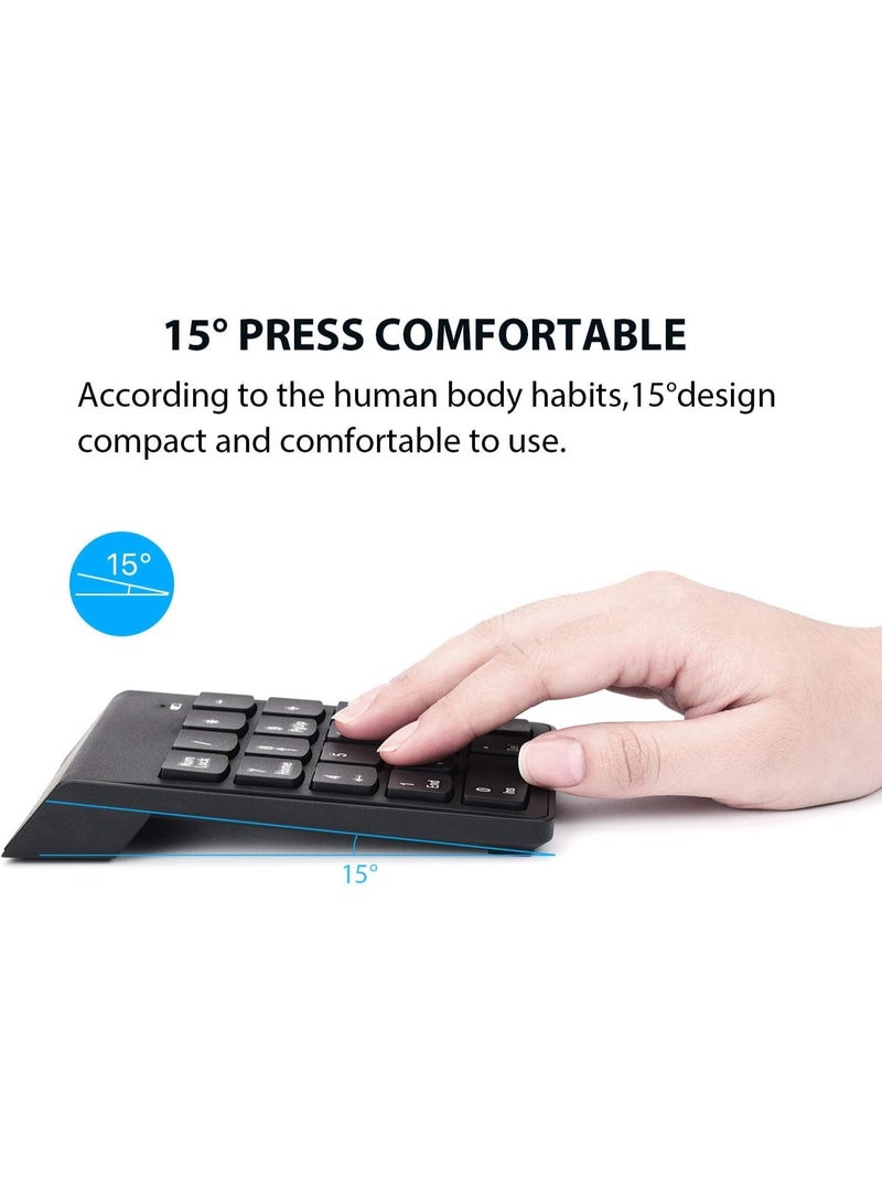 NAMA Wireless Numeric Keypad 18Keys Portable Number Numpad with 2.4G Mini USB Receiver for Laptop Notebook, Desktop, Surface Pro, PC - Black - Image 3